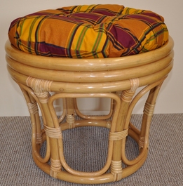 Ratanová taburetka velká medová polstr okrový