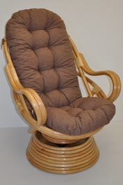 Ratanové houpací křeslo Swivel medové polstr hnědý melír
