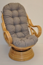 Ratanové houpací křeslo Swivel medové polstr šedý melír