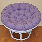Ratanový papasan 100 cm bílý, polstr fialový melír