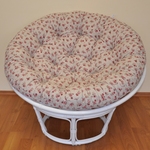 Ratanový papasan 100 cm bílý, polstr motiv růže