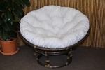 Ratanový papasan 115 cm hnědý - polstr bílý