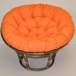 Ratanový papasan 115 cm hnědý - polstr oranžový melír