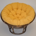 Ratanový papasan 115 cm hnědý - polstr žlutý melír