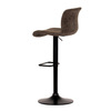 AUB-806 BR3 - Barová židle, hnědá látka v imitaci broušené kůže, černá podnož, výškově stavitelná