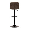 AUB-806 BR3 - Barová židle, hnědá látka v imitaci broušené kůže, černá podnož, výškově stavitelná