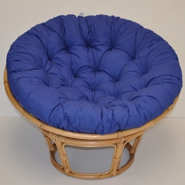 Ratanový papasan 115 cm medový - polstr tmavě modrý melír