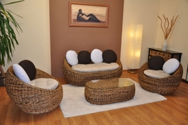 Ratanová sedací souprava Baverly banánový list