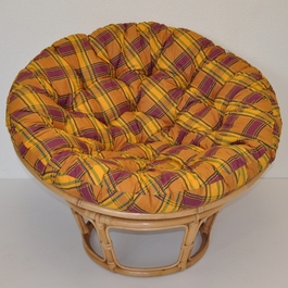 Ratanový papasan 115 cm medový - polstr okrová kostka