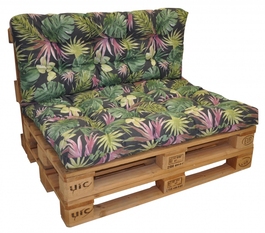 Polstry na paletový nábytek s opěrkou - motiv Monstera