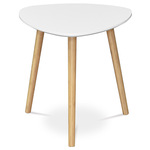 AF-1132 WT - Stůl konferenční 40x40x40 cm, MDF bílá deska, nohy bambus přírodní odstín