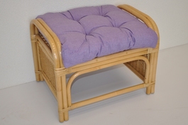 Ratanová taburetka Ear medová polstr fialový melír