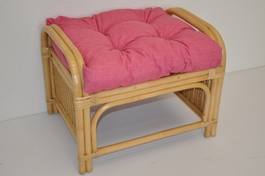 Ratanová taburetka Ear medová polstr malinový melír