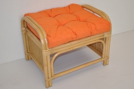 Ratanová taburetka Ear medová polstr oranžový melír