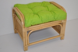 Ratanová taburetka Ear medová polstr světle zelený melír