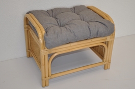 Ratanová taburetka Ear medová polstr šedý melír