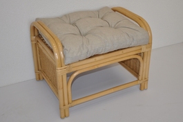 Ratanová taburetka Ear medová polstr tmavě béžový melír