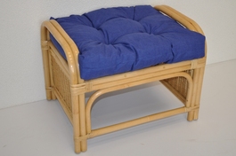 Ratanová taburetka Ear medová polstr tmavě modrý melír