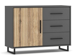 Komoda SALEMI 1D3S šedá/dub přírodní