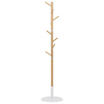 DR-N1006 WT - Věšák dřevěný stojanový, masiv bambus, bílá barva + přírodní odstín