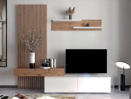 Obývací sestava LAVRIO barva bílá/dub artisan