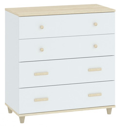 Komoda 4S FITERO bílá/akácie