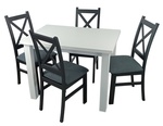 Jídelní sestava 4+1 LABRUM 100x70 cm bílá/černá/Moric 8