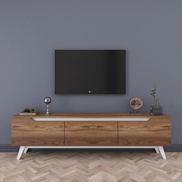 Televizní stolek na nožkách KELSO ořech/nožky bílá