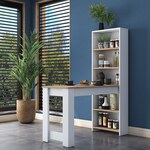 Barový stůl s regálem MILFORD bílá/ořech