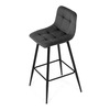 AUB-X7015 GREY2 - Židle barová, šedá látka, čtyřnohá kovová podnož, černý mat