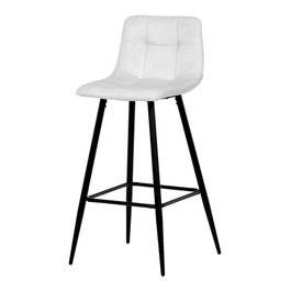 AUB-X7015 WT2 - Židle barová, bílá látka, čtyřnohá kovová podnož, černý mat