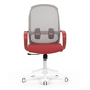 KA-S425 RED - Židle kancelářská, bílý plast, šedý MESH a červená látka, plastový kříž, houpací mechanismus.