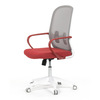 KA-S425 RED - Židle kancelářská, bílý plast, šedý MESH a červená látka, plastový kříž, houpací mechanismus.