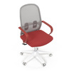 KA-S425 RED - Židle kancelářská, bílý plast, šedý MESH a červená látka, plastový kříž, houpací mechanismus.
