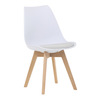 CT-X7056 WT - Židle jídelní, bílá plastová skořepina, sedák bílá látka, masiv přírodní buk