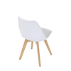 CT-X7056 WT - Židle jídelní, bílá plastová skořepina, sedák bílá látka, masiv přírodní buk