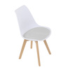 CT-X7056 WT - Židle jídelní, bílá plastová skořepina, sedák bílá látka, masiv přírodní buk