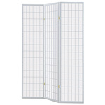 EF-E803 WT - Paraván dřevěný 3 dílný, masiv smrk, bílá netkaná textilie, bílý matný lak