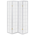EF-E804 WT - Paraván dřevěný 4 dílný, masiv smrk, bílá netkaná textilie, bílý matný lak