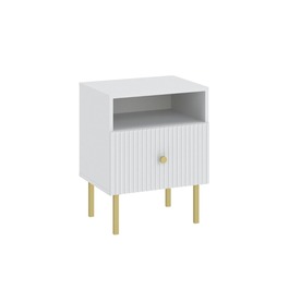 Noční stolek 1S ALMONTE bílá/zlatá