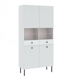 Vitrína 4D ALMONTE bílá/černá