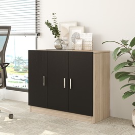 ZAFRA office skříňka, dub/černá