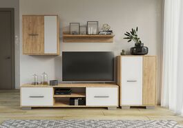 Obývací stěna ZETA jasan zlatý/bílá