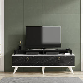 VALDEZ TV stolek na nožičkách, černá / bílá