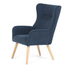 AK-314 BLUE2 - Křeslo, potah modrá manšestrová látka, dřevěné nohy, masiv kaučukovník