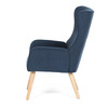 AK-314 BLUE2 - Křeslo, potah modrá manšestrová látka, dřevěné nohy, masiv kaučukovník