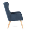 AK-314 BLUE2 - Křeslo, potah modrá manšestrová látka, dřevěné nohy, masiv kaučukovník