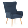 AK-314 BLUE2 - Křeslo, potah modrá manšestrová látka, dřevěné nohy, masiv kaučukovník
