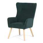 AK-314 GRN2 - Křeslo, potah zelená manšestrová látka, dřevěné nohy, masiv kaučukovník