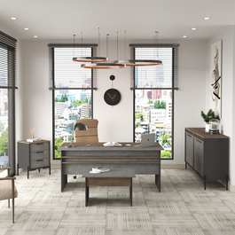 NORCIA kancelářský set se skříňkou, bavlna/beton/antracit